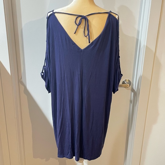 Women’s Swim Coverup Dress Navy Blue 3XL - Picture 3 of 7